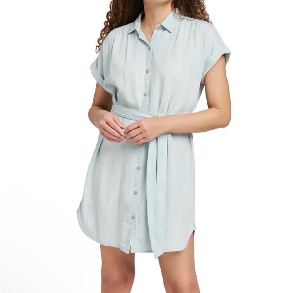 Faherty Light Blue Button-Up Dress
